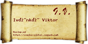 Ivánkó Viktor névjegykártya